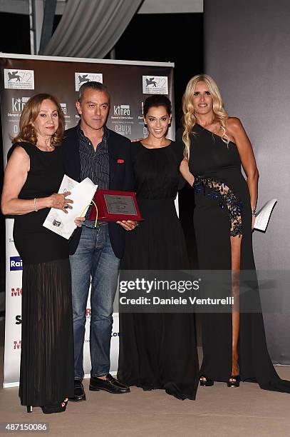 Rosetta Sannelli, Corrado Guzzanti, Giorgia Surina and Tiziana Rocca attend the 'Kineo Award' Ceremony during the 72nd Venice Film Festival at on...