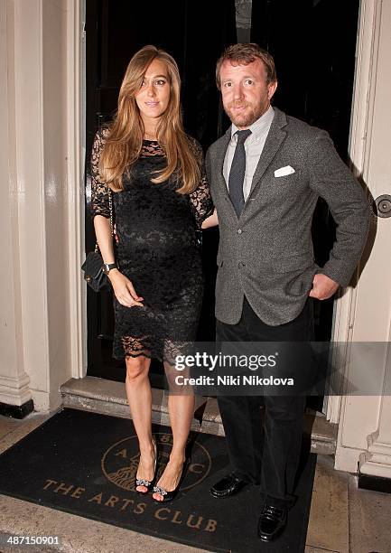 Guy Ritchie and Jacqui Ainsley are seen leaving the Arts Club, Mayfair on April 27, 2014 in London, England.