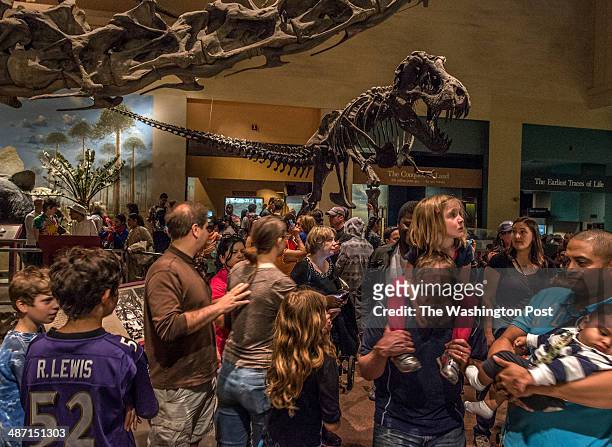 Tyrannosaurus Rex towers over visitors to the dinosaur hall at the Smithsonian National Museum of Natural History, the world's second most visited...