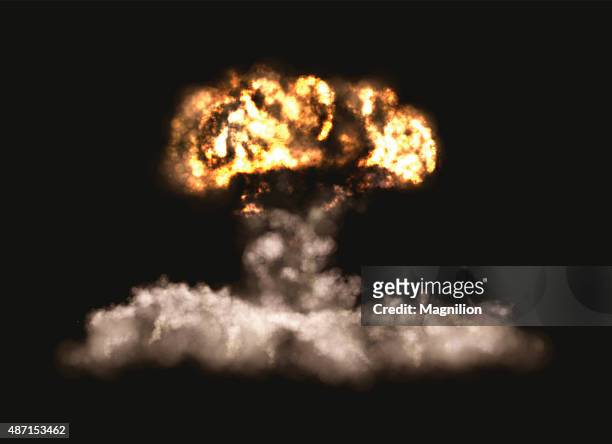 big bomb explosion - radioactive contamination stock illustrations