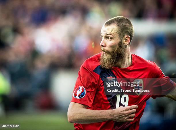 September 06: Jo Inge Berget of Norway during the EURO 2016 Qualifier between Norway and Croatia at the Ullevaal Stadion on September 06, 2015 in...