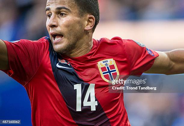 September 06: Omar Elabdellaoui of Norway during the EURO 2016 Qualifier between Norway and Croatia at the Ullevaal Stadion on September 06, 2015 in...