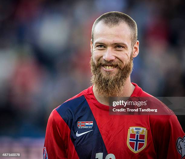 September 06: Jo Inge Berget of Norway during the EURO 2016 Qualifier between Norway and Croatia at the Ullevaal Stadion on September 06, 2015 in...