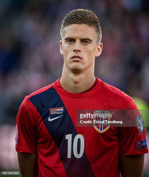 September 06: Markus Henriksen of Norway during the EURO 2016 Qualifier between Norway and Croatia at the Ullevaal Stadion on September 06, 2015 in...