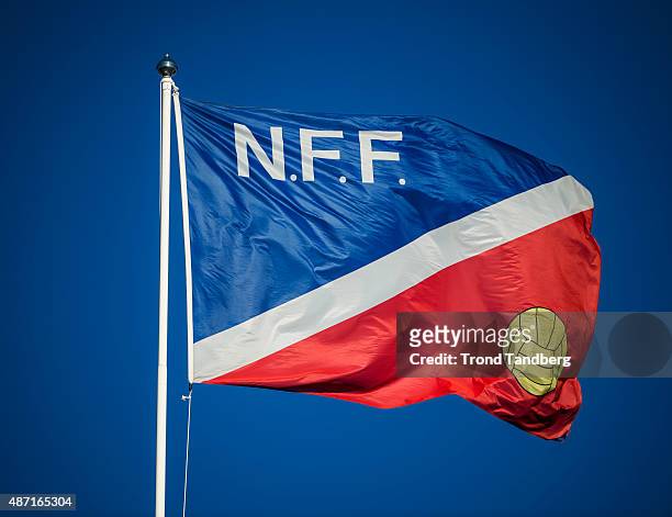 September 06: Norwegian Football Organisation flags. EURO 2016 Qualifier between Norway and Croatia at the Ullevaal Stadion on September 06, 2015 in...