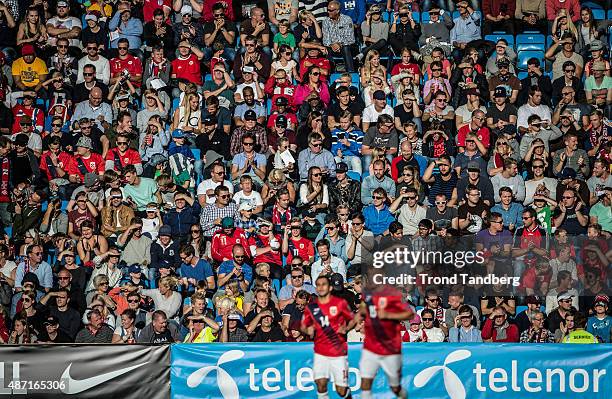September 06: Omar Elabdellaoui, Per Ciljan Skjelbred in front of the public during the EURO 2016 Qualifier between Norway and Croatia at the...