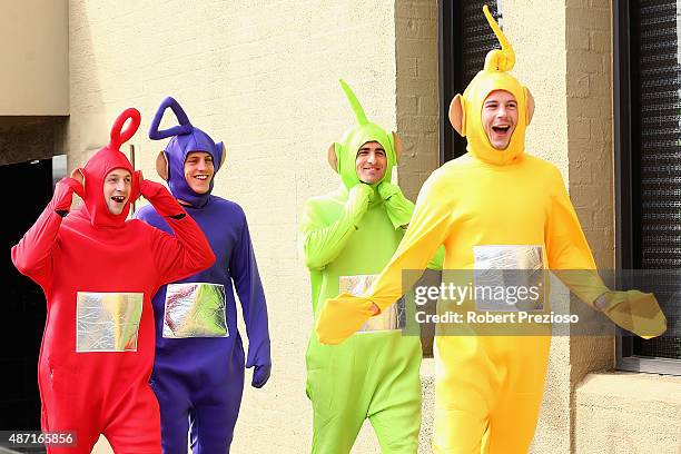 Players arrive in fancy dress ahead of Geelong Cats AFL post-season celebrations at the Lord of the Isles Hotel on September 7, 2015 in Geelong,...