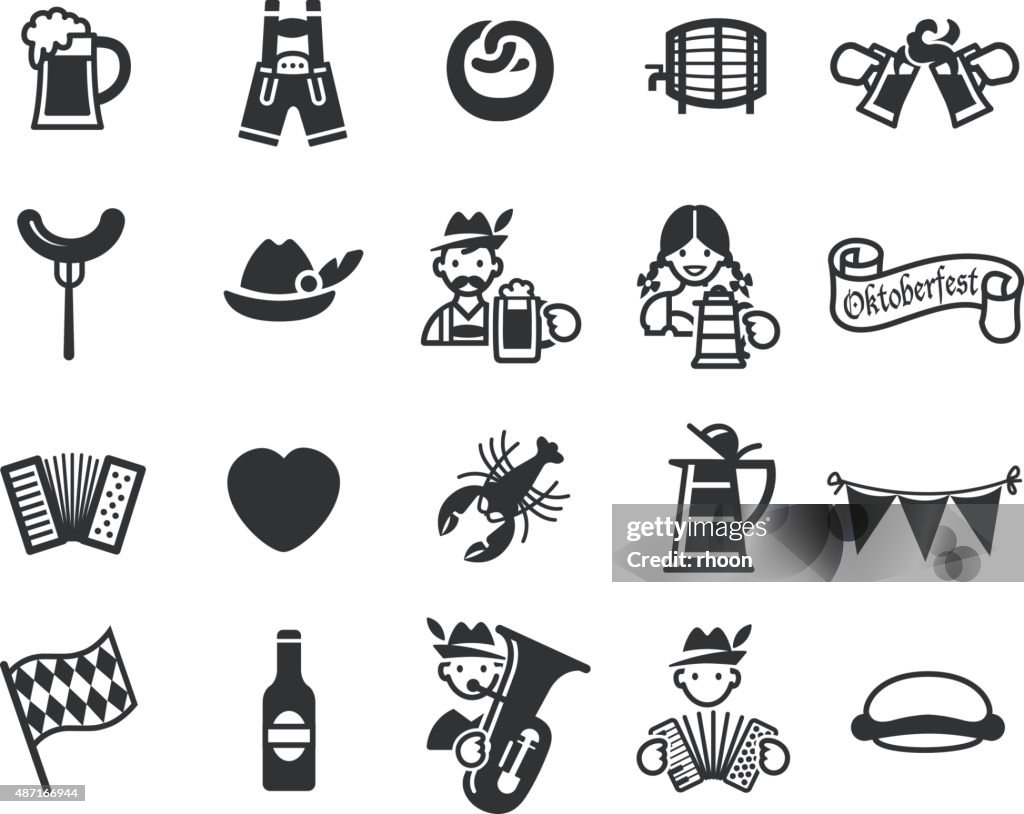Beer Fest festival icons set.