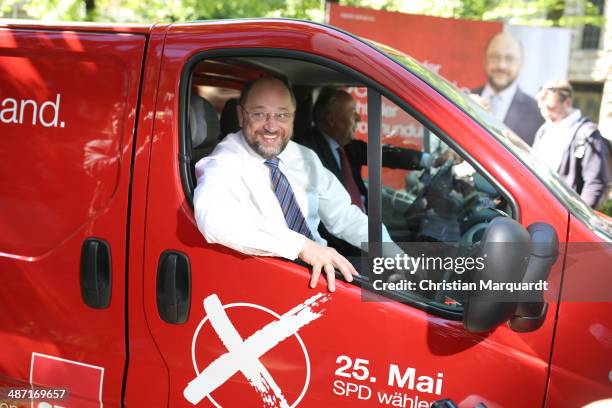 Top candidate of European Social Democracy for the European Parliament Martin Schulz and Election campaign manager Matthias Machnig attend the...