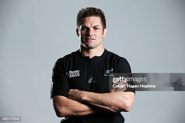 Richie McCaw poses during a New Zealand All Blacks Rugby World Cup Squad Portrait Session on August 31, 2015 in Wellington, New Zealand.