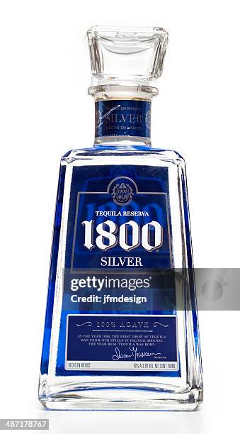 tequila reserva 1800 silver bottle - lechuguilla cactus stock pictures, royalty-free photos & images