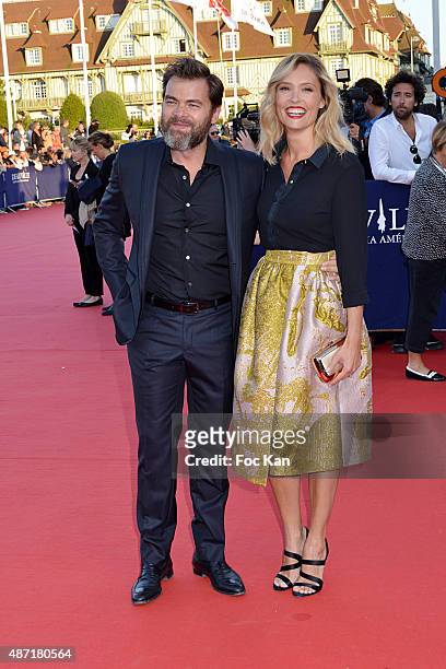 Clovis Cornillac and Lilou Fogli attend the 'Jamais Entre Amis' Premiere during the 41st Deauville American Film Festival on September 6, 2015 in...