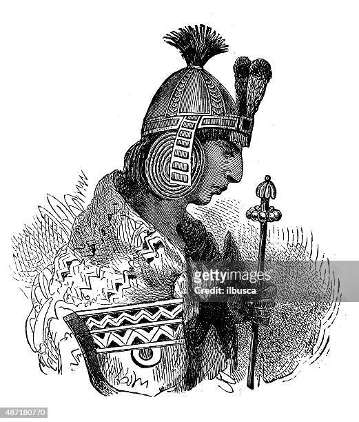 people and traditions of the world: incas emperor - inca stock illustrations