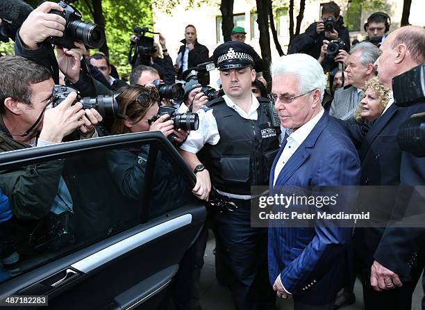 Publicist Max Clifford leaves Southwark Crown Court on April 28, 2014 in London, England. Mr Clifford has been found guilty of eight indecent...