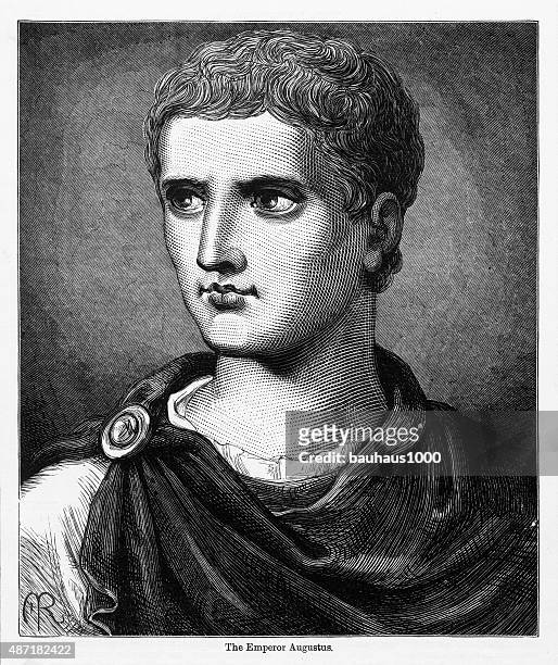 caesar augustus roman emperor engraving - augustus caesar stock illustrations