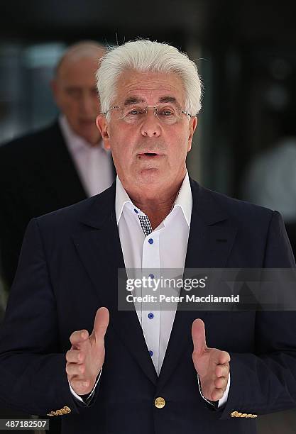 Publicist Max Clifford leaves Southwark Crown Court on April 28, 2014 in London, England. Mr Clifford has been found guilty of eight indecent...