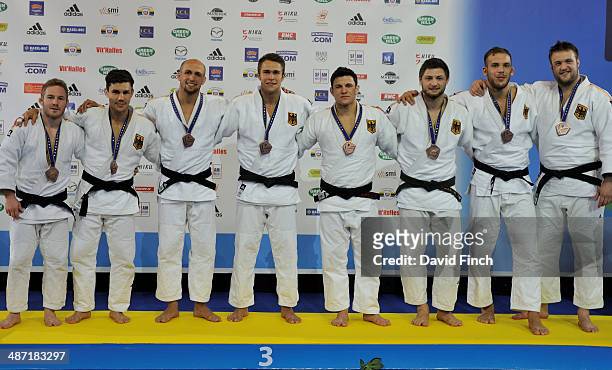 The German men's team, here with the reserves, won the bronze medal during the Montpellier European Team Judo Championships at the Park&Suites Arena...