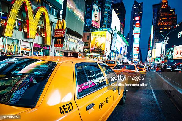 times square new york city - mcdonalds restaurant stock pictures, royalty-free photos & images