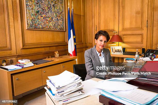 French Socialist politician and Minister of Education Najat Vallaud-Belkacem is photographed for Paris Match on August 24, 2015 in Paris, France.