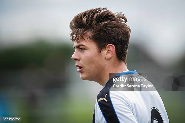 Lewis McNall of Newcastle during the Under 18 Barclays Premier League match at The Newcastle United Academy on September 5 in Newcastle upon Tyne,...