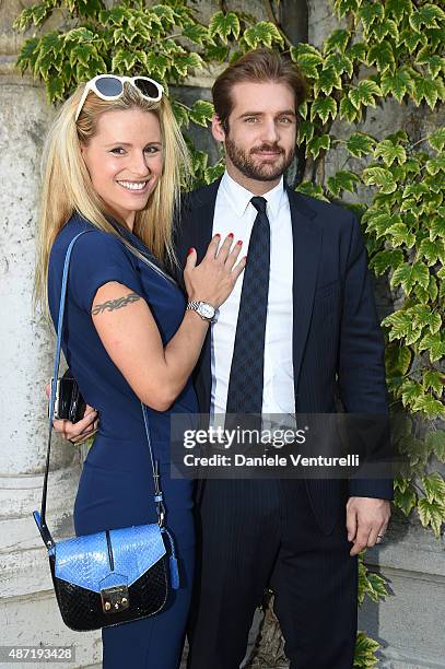 Michelle Hunziker and Tomaso Trussardi are seen on day 6 of the 72nd Venice Film Festival on September 7, 2015 in Venice, Italy.