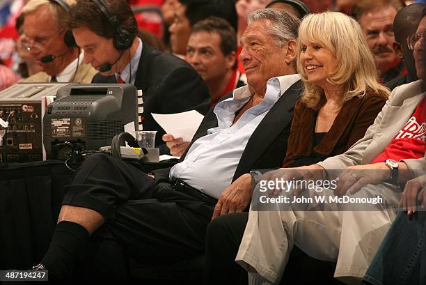 Playoffs: Los Angeles Clippers owner Donald Sterling with wife Rochelle Sterling in courtside seats during Game 4 vs Phoenix Suns at Staples Center....