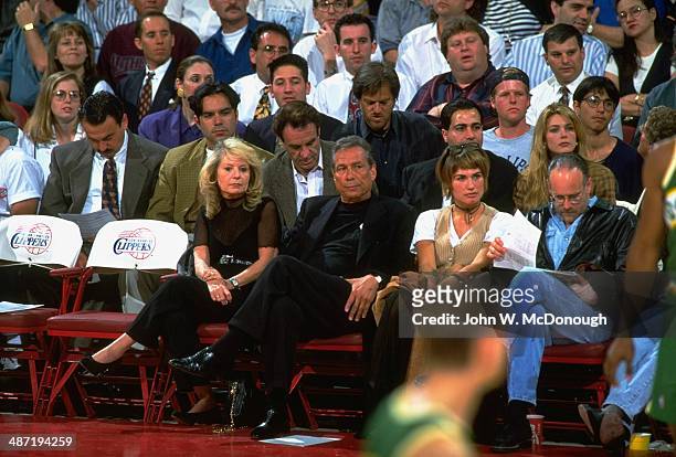 Los Angeles Clippers owner Donald Sterling with wife Rochelle Sterling in courtside seats during game vs Seattle SuperSonics at Los Angeles Memorial...