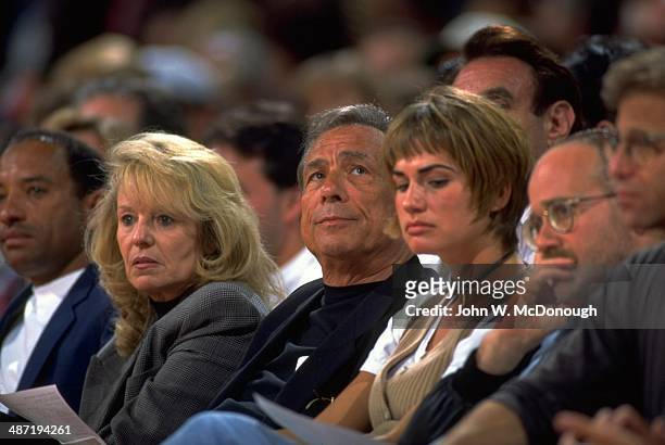 Los Angeles Clippers owner Donald Sterling with wife Rochelle Sterling in courtside seats during game vs Seattle SuperSonics at Los Angeles Memorial...