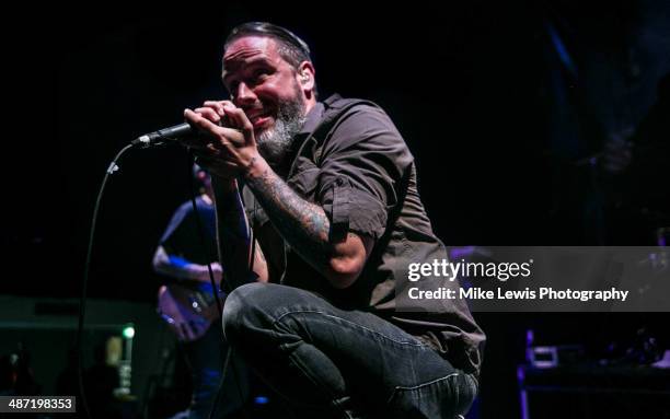 Nathan Gray of Boy Sets Fire performs on stage at Solus on April 27, 2014 in Cardiff, United Kingdom.