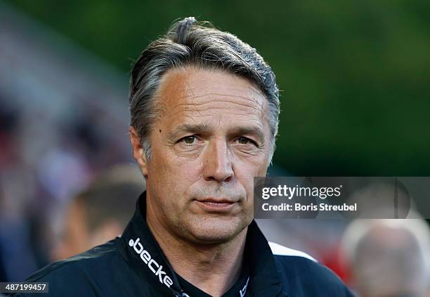 Uwe Neuhaus, head coach of Union Berlin looks on prior to the Second Bundesliga match between 1.FC Union Berlin and 1. FC Kaiserslautern at Stadion...