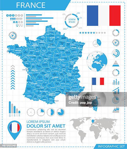 bildbanksillustrationer, clip art samt tecknat material och ikoner med france - infographic map - illustration - provence alpes côte d'azur