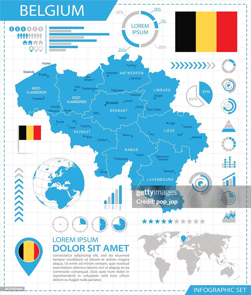 Belgium - infographic map - Illustration