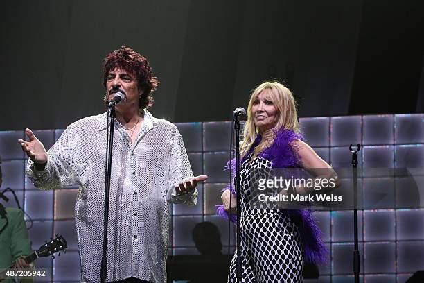 Carmine Appice and Maureen Van Zandt perform in the rock opera, Tommy at Count Basie Theater on August 29, 2015 in Red Bank, New Jersey.