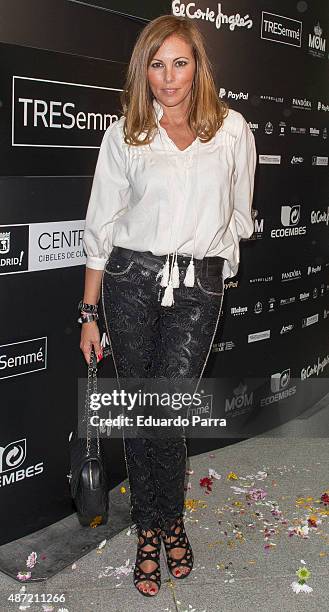 Model Raquel Rodriguez attends 'Higly Preppy' fashion show photocall at Cristal Palace on September 7, 2015 in Madrid, Spain.