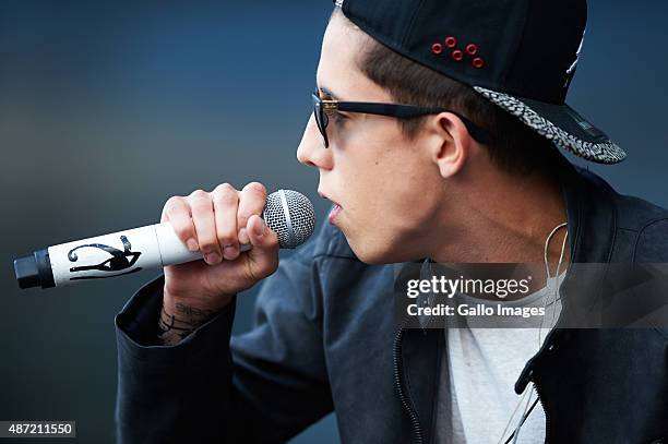 Dawid Kwiatkowski performs as he promotes his latest albumn, Pop and Roll, on September 5, 2015 at Manufaktura Shapping Cenetr in Lodz, Poland. Dawid...
