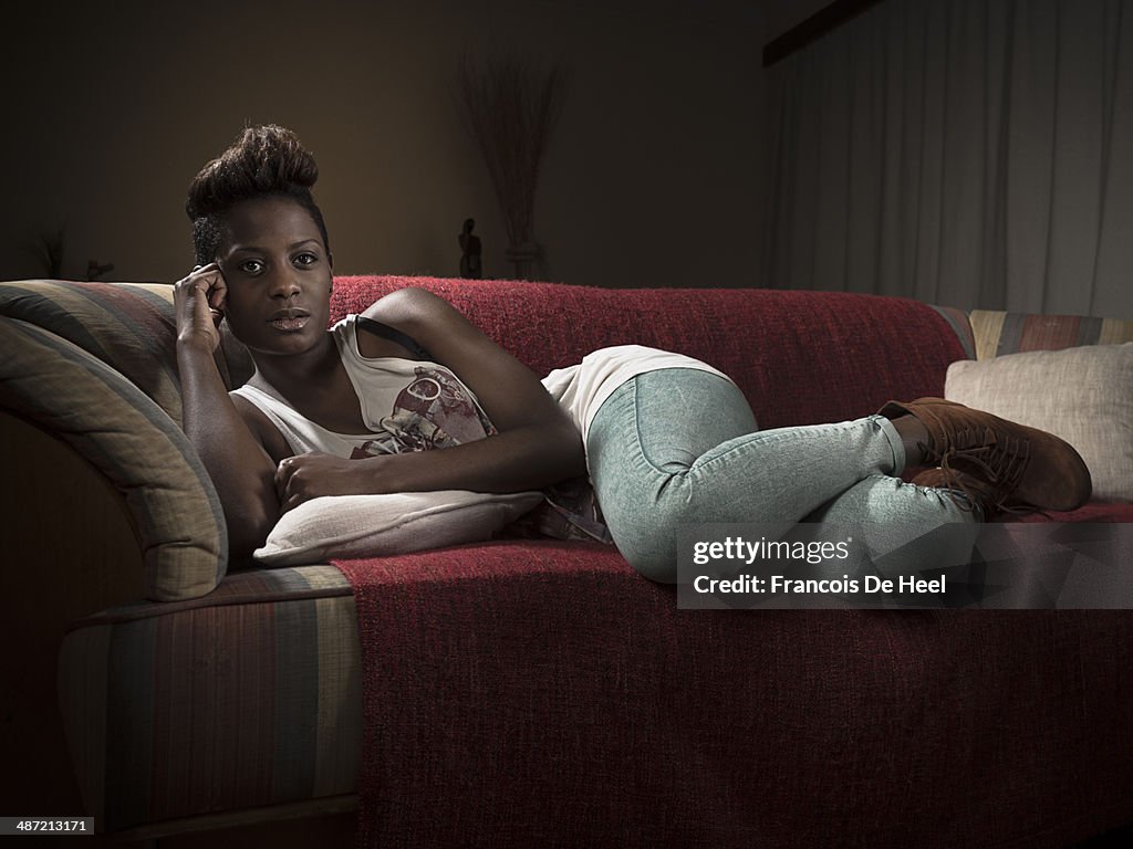 Young black woman at her apartment