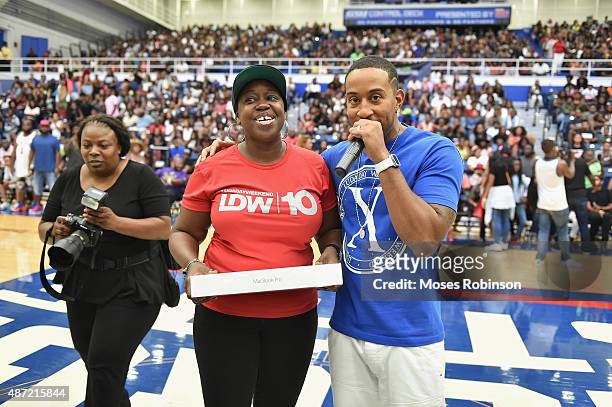 Aiyisha Obafemi and recording artist/actor Ludacris attend LudaDay Weekend Annual Celebrity Basketball Game at Georgia State University Sports Arena...