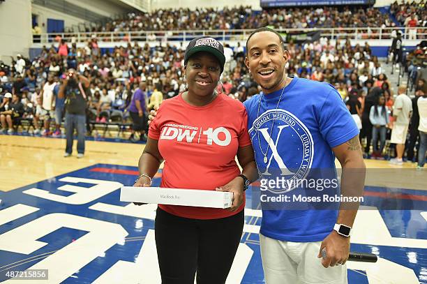 Aiyisha Obafemi and recording artist/actor Ludacris attend LudaDay Weekend Annual Celebrity Basketball Game at Georgia State University Sports Arena...