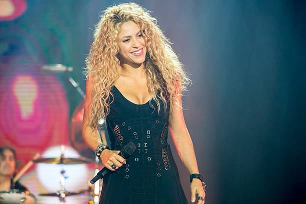 Shakira performs on stage during the concert of Mana at Palau Sant Jordi on September 6, 2015 in Barcelona, Spain.