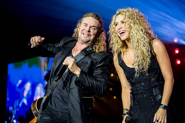 Fernando Olvera of Mana and Shakira perform on stage at Palau Sant Jordi on September 6, 2015 in Barcelona, Spain.