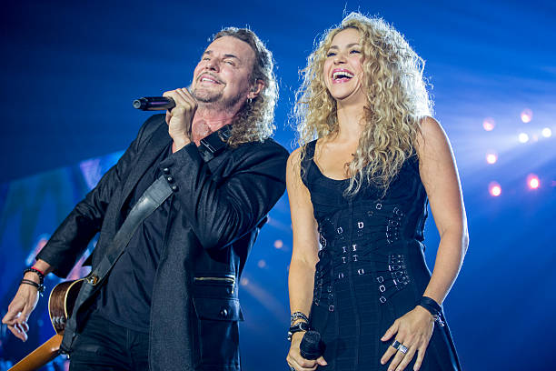 Fernando Olvera of Mana and Shakira perform on stage at Palau Sant Jordi on September 6, 2015 in Barcelona, Spain.
