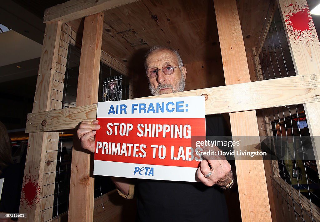 James Cromwell Leads PETA Protest Against Air France's Cruelty To Monkeys