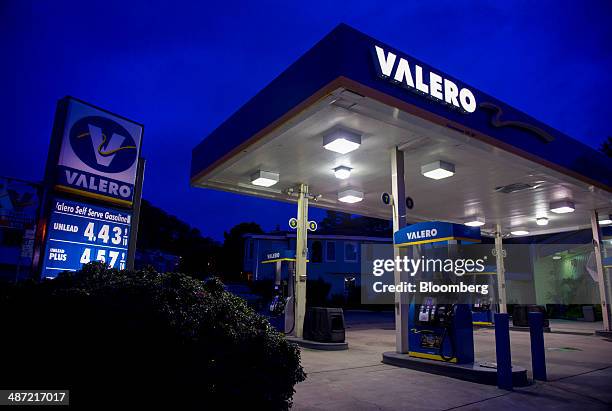 Valero Energy Corp. Fueling station stands in San Francisco, California, U.S., on Friday, April 25, 2014. Valero Energy Corp. Is expected to release...