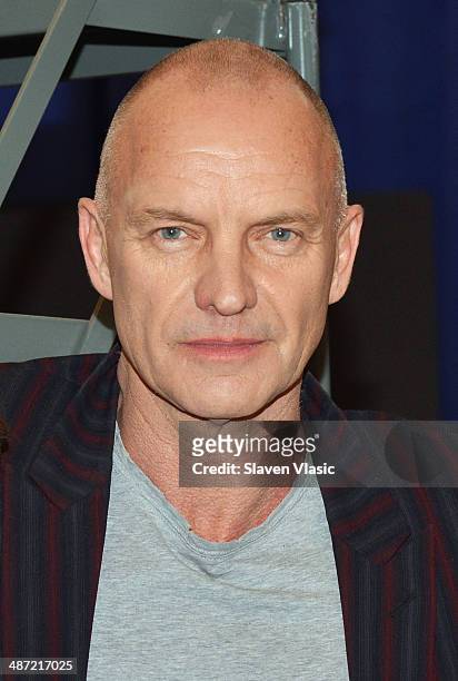 Singer/songwriter Sting attends rehearsals for Broadway's "The Last Ship" at The New 42nd Street Studios on April 28, 2014 in New York City.