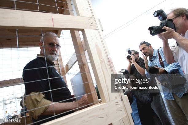 Actor James Cromwell leads PETA protest against Air France's cruelty to monkeys at Los Angeles International Airport on April 28, 2014 in Los...