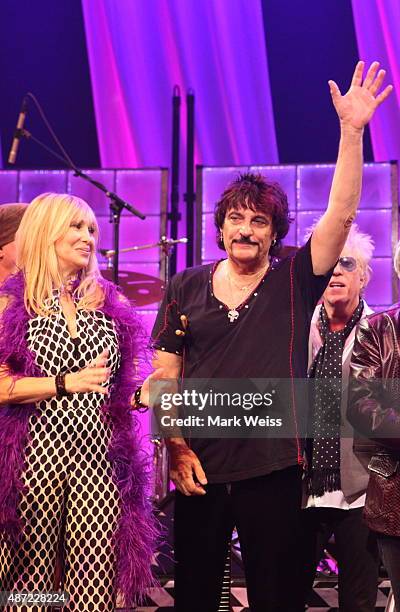 Maureen Van Zandt, Carmine Appice and Ricky Byrd at Count Basie Theater on August 29, 2015 in Red Bank, New Jersey.\n