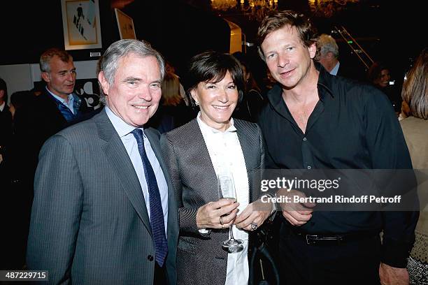 Politician Bernard Accoyer , Contemporary artist Lorenz Baumer and his secretary Cristina Egal attend the 'Le Dernier Diamant' Paris Premiere, hosted...