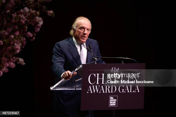 Actor James Caan speaks onstage at the 41st Annual Chaplin Award Gala at Avery Fisher Hall at Lincoln Center for the Performing Arts on April 28,...
