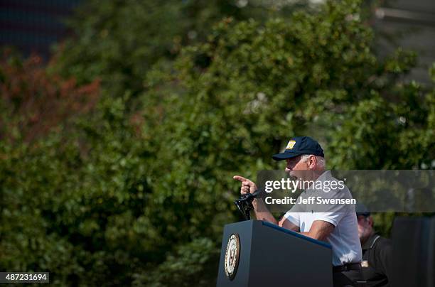 Vice President Joe Biden speaks to union members and supporters during the annual Allegheny County Labor Day Parade September 7, 2015 in Pittsburgh,...