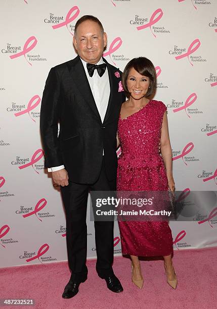 John Demsey and journalist Alina Cho attend The Breast Cancer Foundation's 2014 Hot Pink Party at Waldorf Astoria Hotel on April 28, 2014 in New York...